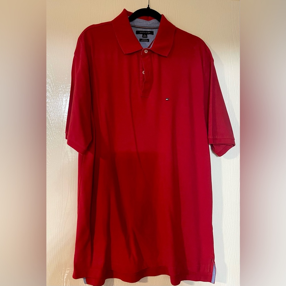Tommy Hilfiger Men’s Bright Red Polo with Signature Flag